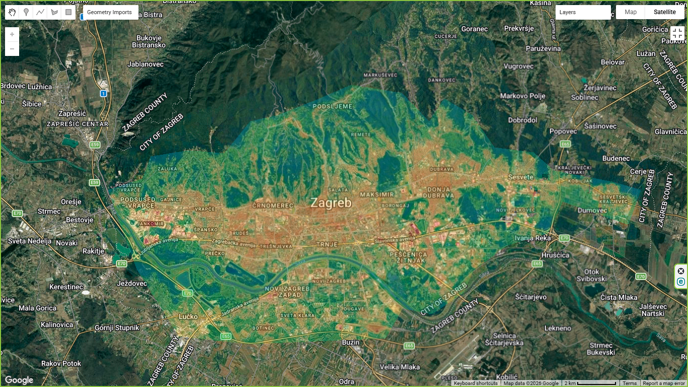 Zagreb — the city’s thermal pattern